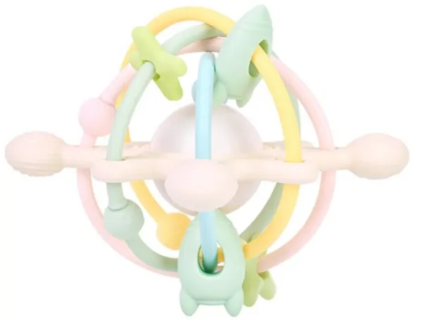 Multi toy silikoneleksak med skallra Pastell